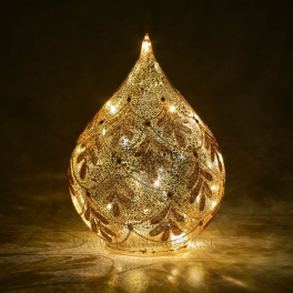 Svietiaca slza so zlatou balotínou LED 21cm