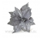 Vianočná ruža zamatová s glitrom sivo-strieborná 24cm