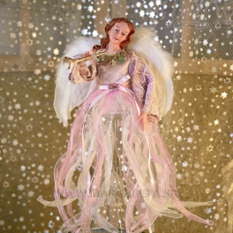 Anjel Cherubín s trúbkou rúžovo-biely 56cm