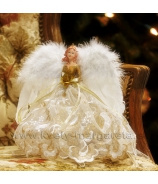 Anjel Cherubín v tylových šatách bielo-zlatý 40cm