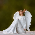 Sediaci Anjel rozviate krídla gliter biely 12x11 cm