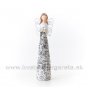 Anjel Sukňa s reliéfom Kvetín Kytica v rukách bielo-čierny 23cm