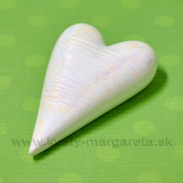 Srdiečko porcelánové biela perleť s glazúrou 12x7.5 cm