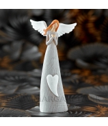 Anjel so srdcom na šatách sivo-biely 19cm