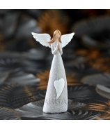 Anjel so srdcom na šatách sivo-biely 13cm