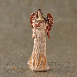 Anjel s golierom drevorezba okrovo-medený 14cm