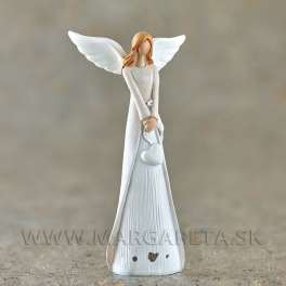 Anjel s flisovanou sukňou bielo-krémový 14cm