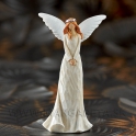 Anjel s čelenkou drevorezba bielo-krémový 16cm