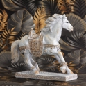 Jazdecký kôň s postrojom Antique stone 27x24 cm