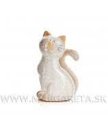 Mačka rustikálna porcelánová sivá 17cm - Ľavá