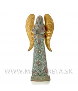 Svietnik Anjel Modlitba antik patina gold 35cm