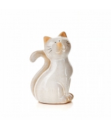 Mačka rustikálna porcelánová sivá 12cm - Pravá