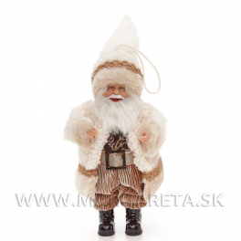 Santa Claus v kožuchu 30cm bielo-hnedý