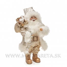 Santa Claus s batôžkom 33cm bielo-zlatý