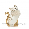 Mačka Micka biela so zlatým chvostom a golierom 18cm