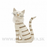 Mačka Cica sediaca so zlat&yacute;mi pruhmi a golierom 22cm