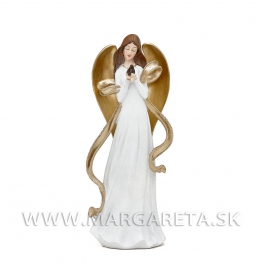 Anjel Magdal&eacute;na s vt&aacute;čikom ,so zlatou stuhou 35cm White-Gold