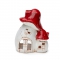 Keramický Domček na sviečku - hubky s glazovanou strechou 16 cm Red-White