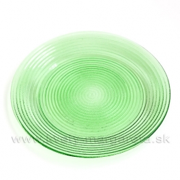Sklenený tanier zelený vrúbkovaný - zľava 30%
