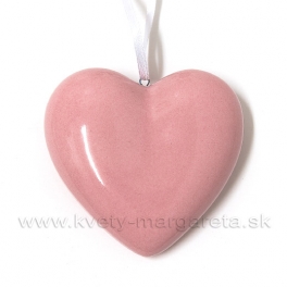 Srdce rúžový porcelán 7cm