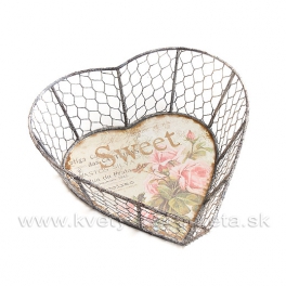 Drôtený košík v tvare srdca SWEET ROSE Drôtený košík v tvare srdca SWEET ROSE
