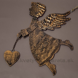 Medený drevený anjel so srdcom 19cm Medený drevený anjel so srdcom 19cm