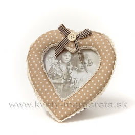 Fotorámček srdiečkový vankúšik s mašličkou 13cm Fotorámček srdiečkový vankúšik s mašličkou 13cm