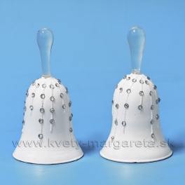 Sklenené zvončeky s krýštálovými slzami 11cm, matná biela - 50% Sklenené zvončeky s krýštálovými slzami 11cm, matná biela - 50%