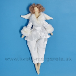 Anjelik bábika Dolly v bielom kožúšku s nohavicami - 50%