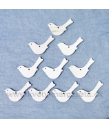 Drevené závesné vtáčiky biele 8x5 cm