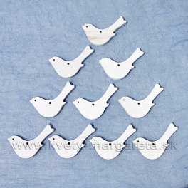 Drevené závesné vtáčiky biele 8x5 cm