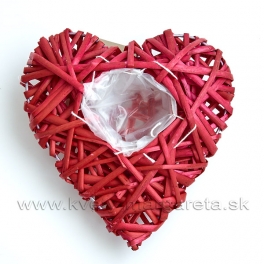 Srdce svietnik prútené Valentín červené 14 cm