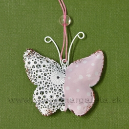 Motýľ Retro bielo rúžový 6cm