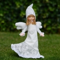 Dievčatko anjelik stojace v bielostrieborných šatách 40 cm