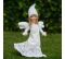 Dievčatko anjelik stojace v bielostrieborných šatách 40 cm