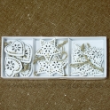 Závesné plechové srdce-hviezda-strom s ornamentmi z Čičmian 4.5 cm sada 12 kusov