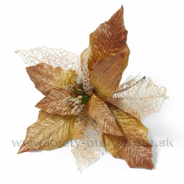 Vianočná ruža Poinsecia dýhové listy škoricová 25cm výpredaj 50%