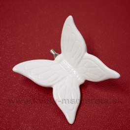 Motýľ na štipci porcelánový 5cm biely