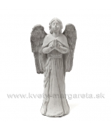 Anjel s vencom v náručí sivá kamenina 36cm