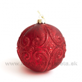 Vianočná ozdobná guľa Venezia matná červená 10 cm