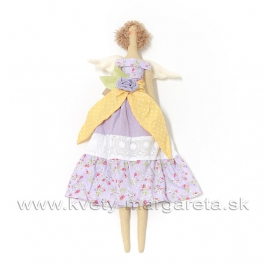Anjelik bábika Dolly v šatách s mašľou žlto-fialová 