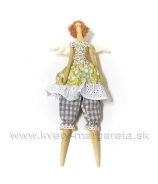 Anjelik bábika Dolly v šatách s mašľou žlto-fialová