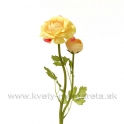 Kvet Ranunculus umelý dvojhlavý s listami 50cm žltý-zľava 30%