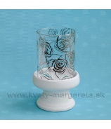 SUPER CENA - 50% Svietnik sklo ROSE Mirror s keramikou bielo-strieborný 23 cm