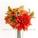 Jesenné Dálie s ružami a mini gerberami marhuľovo-oranžová 28cm