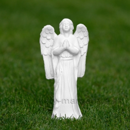 Anjel modliaci sa stojaci biely cement 24cm