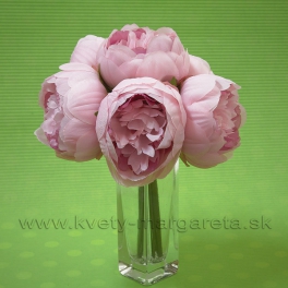 Kytica Pivónie 6 kvetov rúžová 25cm