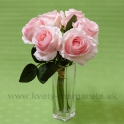 Kytica Ruží 6 kvetov rúžová 25cm